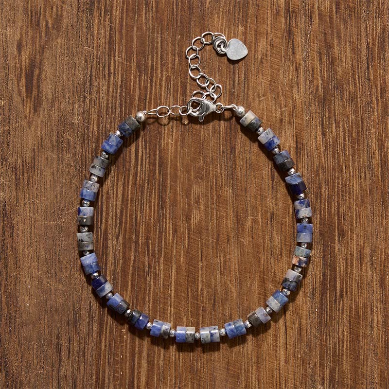 Buddha Stones Bracelet à perles plates apaisantes en améthyste, œil de tigre, quartz rose, jaspe bleu tacheté et obsidienne noire - image 16