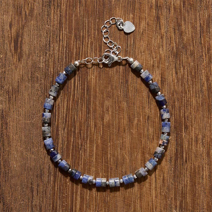 Buddha Stones Bracelet à perles plates apaisantes en améthyste, œil de tigre, quartz rose, jaspe bleu tacheté et obsidienne noire - image 16