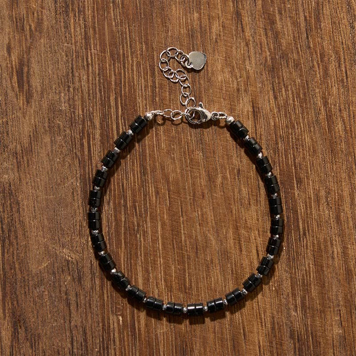 Buddha Stones Bracelet à perles plates apaisantes en améthyste, œil de tigre, quartz rose, jaspe bleu tacheté et obsidienne noire - image 21