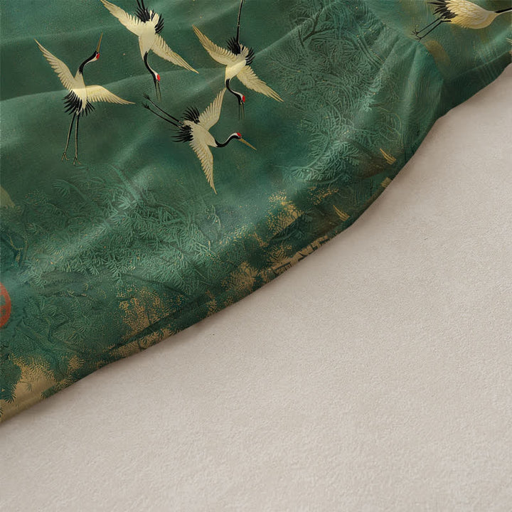 Buddha Stones Robe midi d'été décontractée pour femme, sans manches, avec poches, ornée d'un motif calligraphique oriental de grues en vol. - image 2