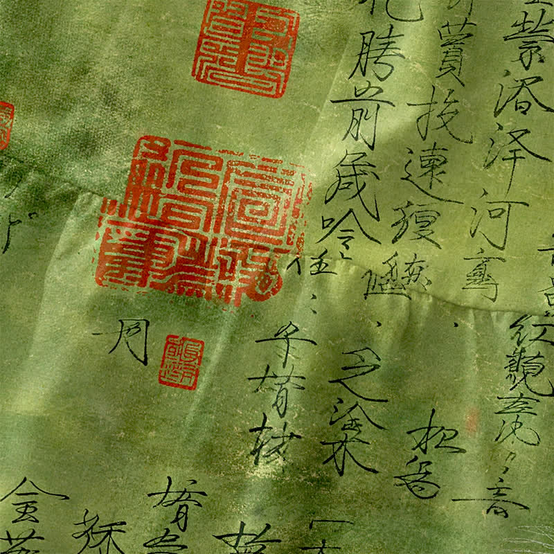 Buddha Stones Robe midi d'été décontractée pour femme, sans manches, avec poches, ornée d'un motif de sceau calligraphique chinois. - image 1