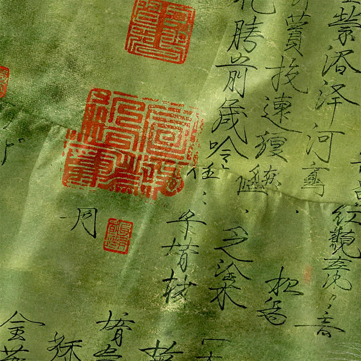 Buddha Stones Robe midi d'été décontractée pour femme, sans manches, avec poches, ornée d'un motif de sceau calligraphique chinois. - image 1