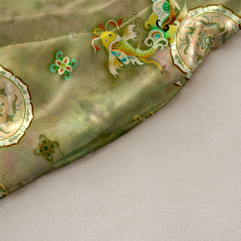 Buddha Stones Robe midi d'été décontractée et vintage à motif floral vintage avec médaillons et feuilles, sans manches et avec poches. - image 2