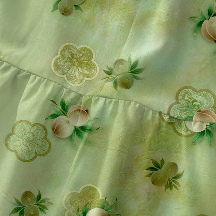 Buddha Stones Robe midi d'été décontractée rose à motif floral et feuilles, sans manches, avec poches. - image 1