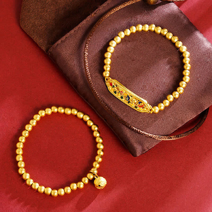 Buddha Stones Bracelet à breloques en perles émaillées avec paon cuivré et symbole de confiance en soi - image 8