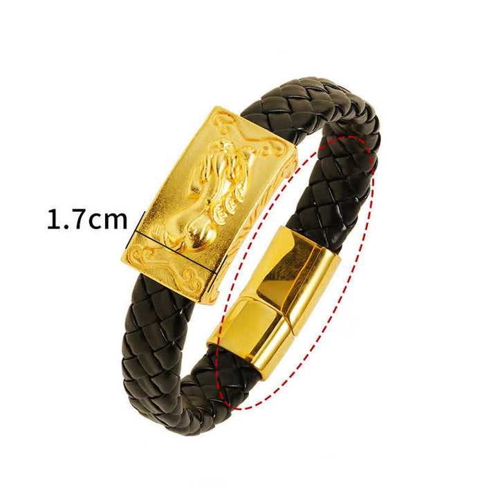Buddha Stones Bracelet de richesse en cuir tressé Pi Xiu Fu - image 2