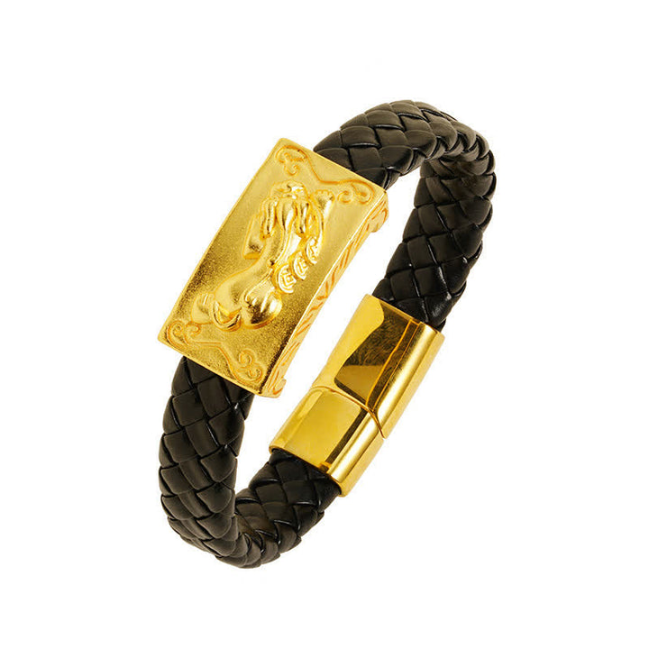 Buddha Stones Bracelet de richesse en cuir tressé Pi Xiu Fu - image 3