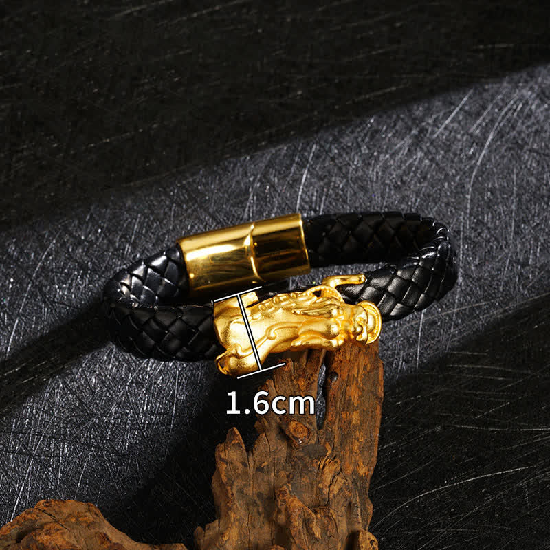 Buddha Stones Bracelet de richesse en cuir tressé Pi Xiu Fu - Pixiu - image 8