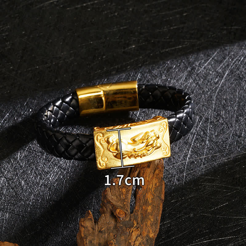Buddha Stones Bracelet de richesse en cuir tressé Pi Xiu Fu - image 1