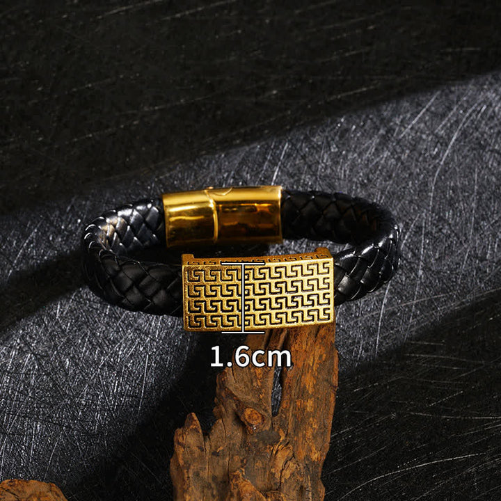 Buddha Stones Bracelet de richesse en cuir tressé Pi Xiu Fu - Rayures - image 12