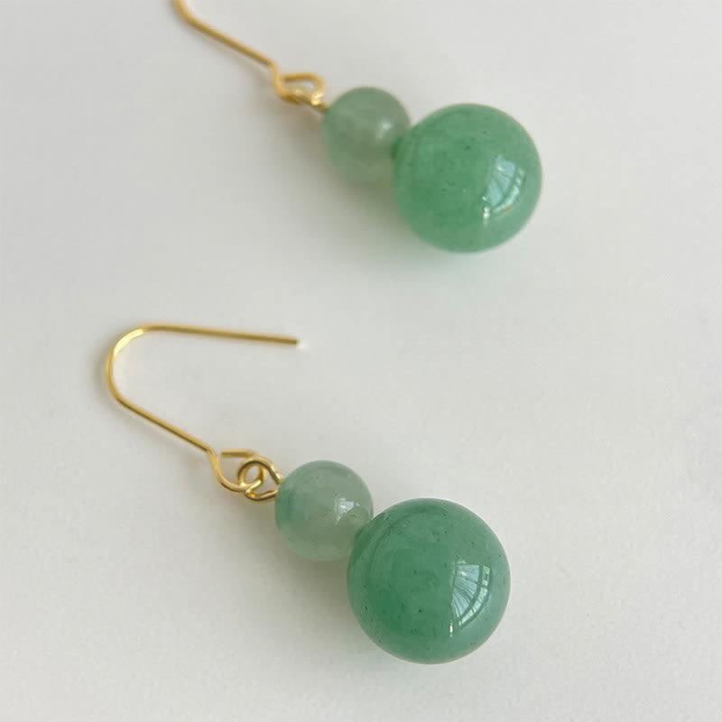 Buddha Stones Boucles d'oreilles porte-bonheur en aventurine verte - image 3
