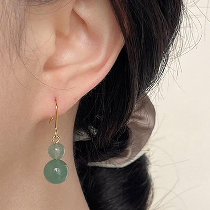 Buddha Stones Boucles d'oreilles porte-bonheur en aventurine verte - image 2