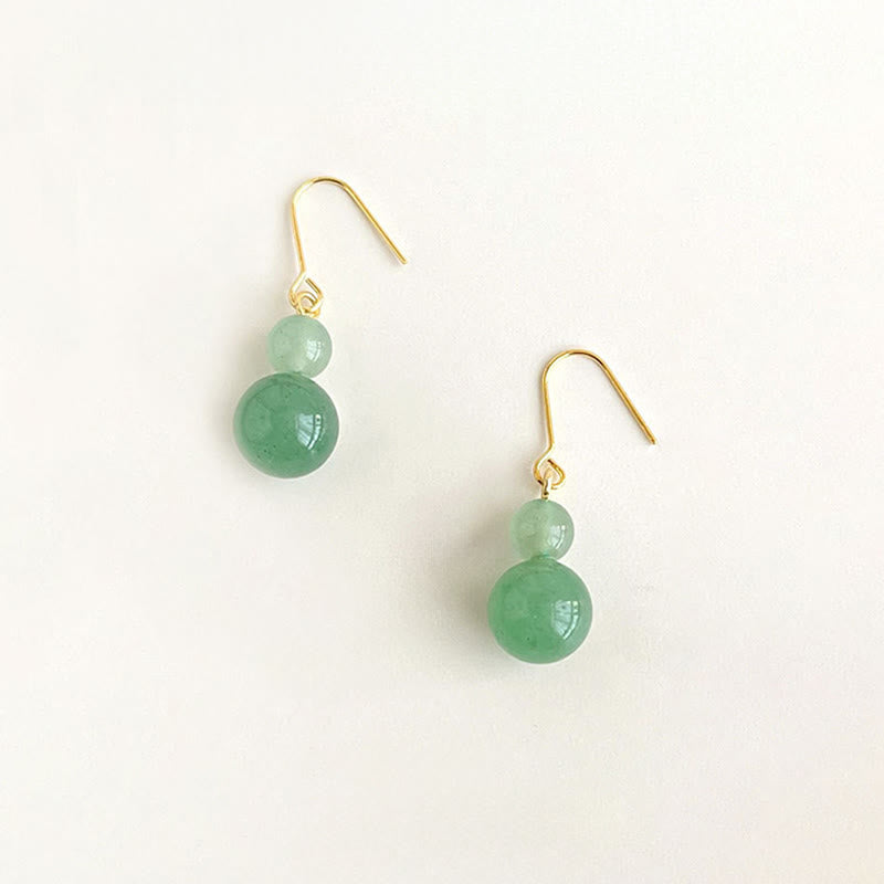 Buddha Stones Boucles d'oreilles porte-bonheur en aventurine verte - image 1