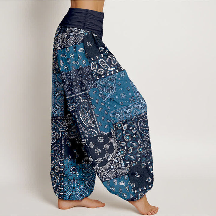 Buddha Stones Pantalon harem pour femme en pur coton à motif cachemire élégant et taille élastique - image 2