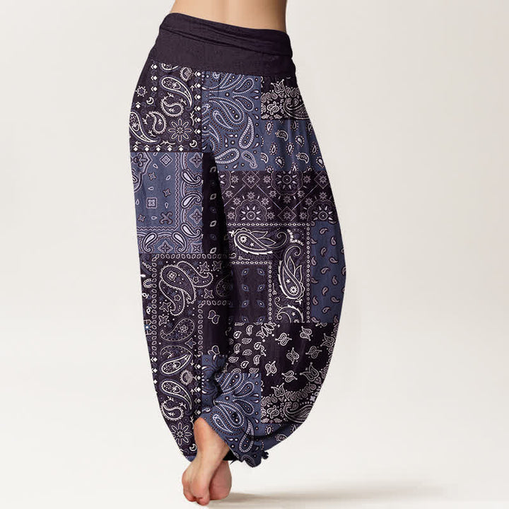 Buddha Stones Pantalon harem pour femme en pur coton à motif cachemire élégant et taille élastique - image 9