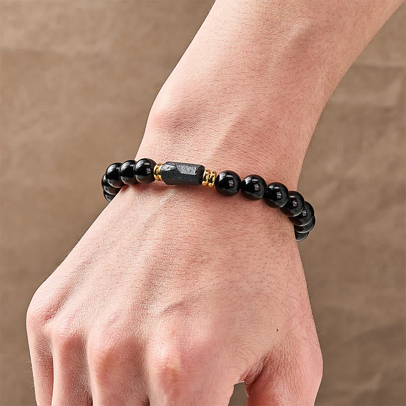 Buddha Stones Bracelet minimaliste de protection en obsidienne noire et tourmaline noire, perles rondes. - image 13