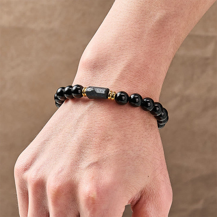 Buddha Stones Bracelet minimaliste de protection en obsidienne noire et tourmaline noire, perles rondes. - image 13