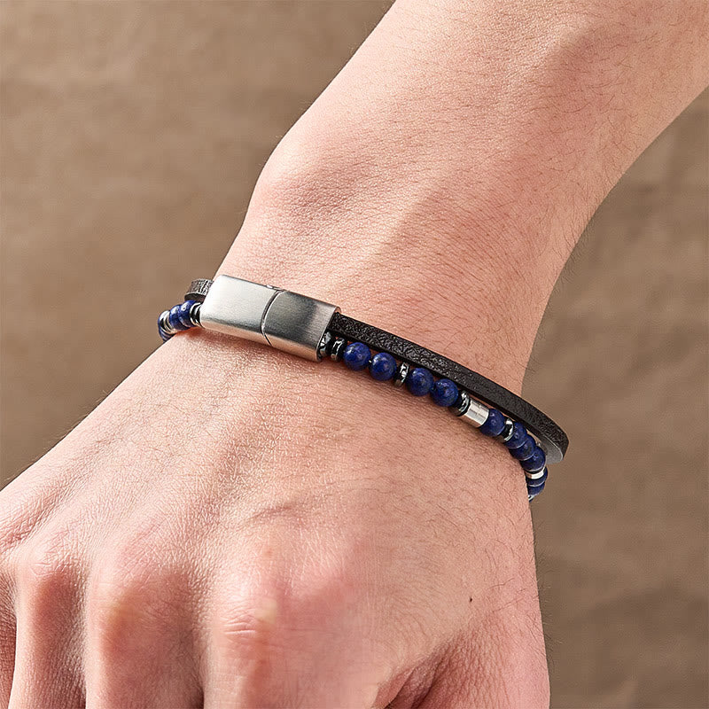Buddha Stones Bracelet en cuir double tour Lapis Lazuli Truth - image 22
