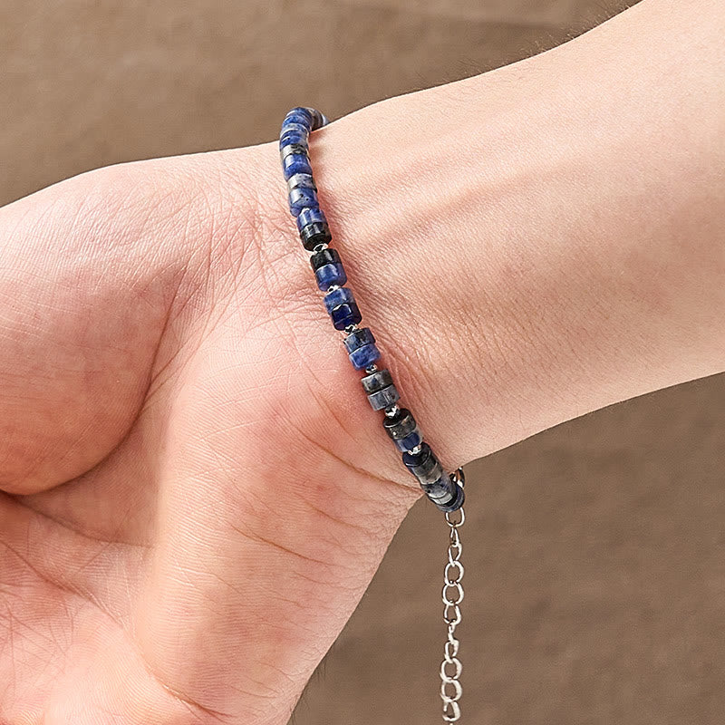 Buddha Stones Bracelet à perles plates apaisantes en améthyste, œil de tigre, quartz rose, jaspe bleu tacheté et obsidienne noire - image 18