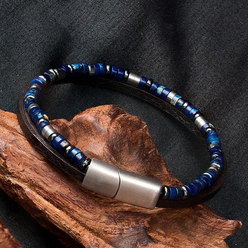 Buddha Stones Bracelet en cuir double tour Lapis Lazuli Truth - image 4