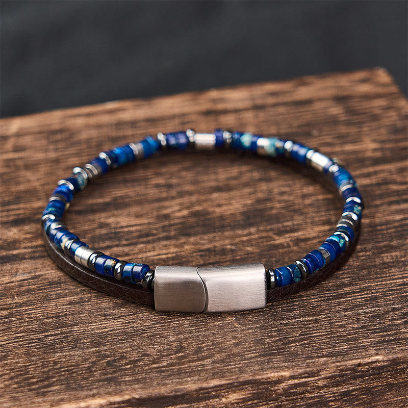 Buddha Stones Bracelet en cuir double tour Lapis Lazuli Truth - image 3