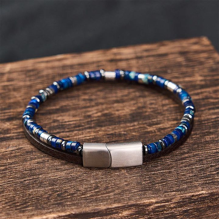 Buddha Stones Bracelet en cuir double tour Lapis Lazuli Truth - image 3