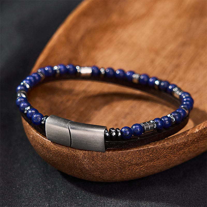 Buddha Stones Bracelet en cuir double tour Lapis Lazuli Truth - image 17
