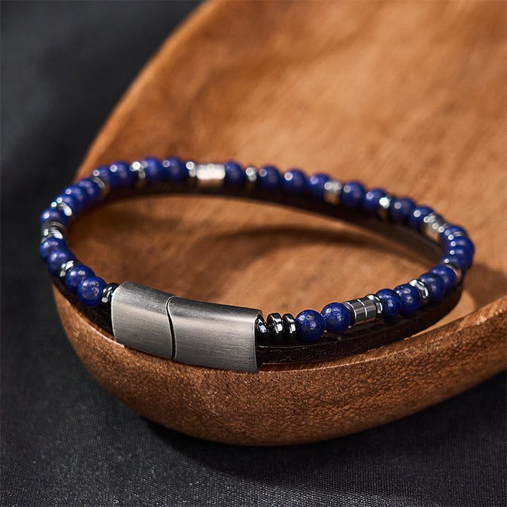 Buddha Stones Bracelet en cuir double tour Lapis Lazuli Truth - image 17