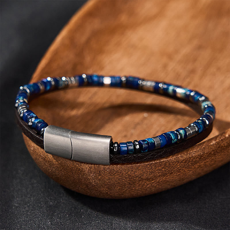 Buddha Stones Bracelet en cuir double tour Lapis Lazuli Truth - image 1