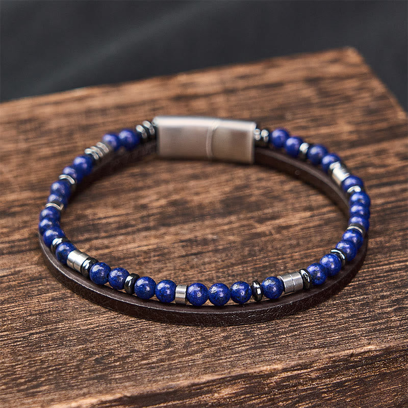 Buddha Stones Bracelet en cuir double tour Lapis Lazuli Truth - image 18