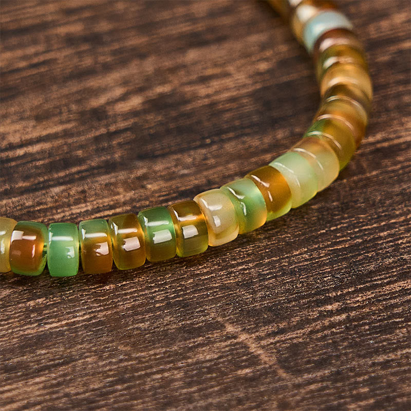 Buddha Stones Bracelet de guérison en agate verte naturelle facettée à rondelles - image 4