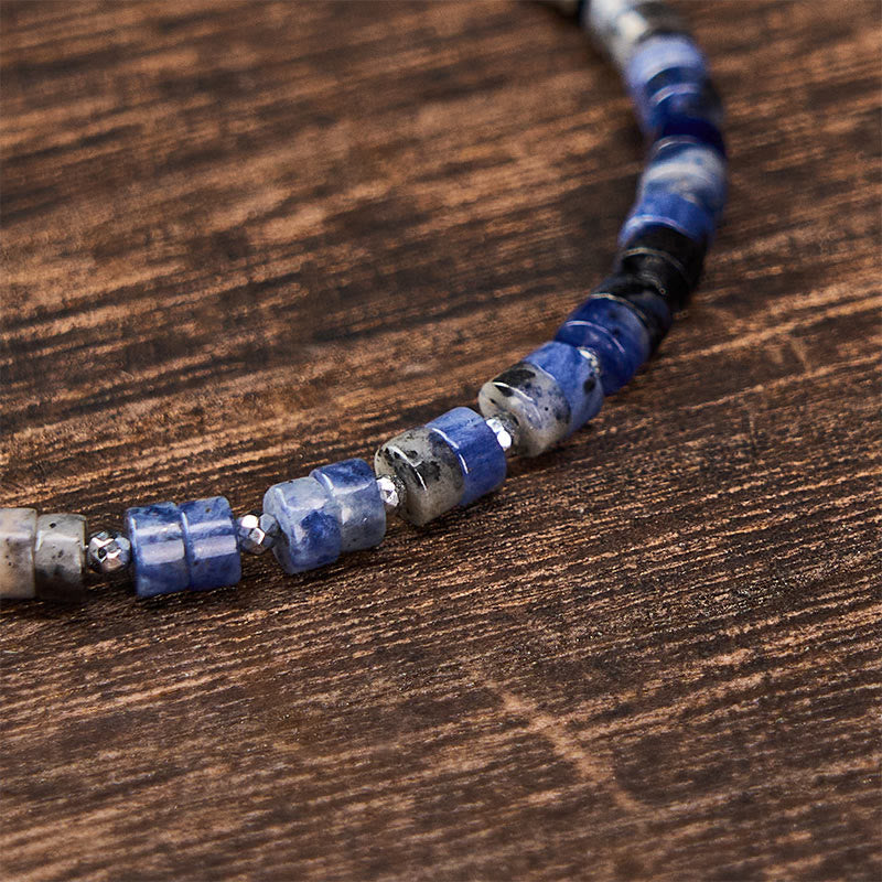 Buddha Stones Bracelet à perles plates apaisantes en améthyste, œil de tigre, quartz rose, jaspe bleu tacheté et obsidienne noire - image 17