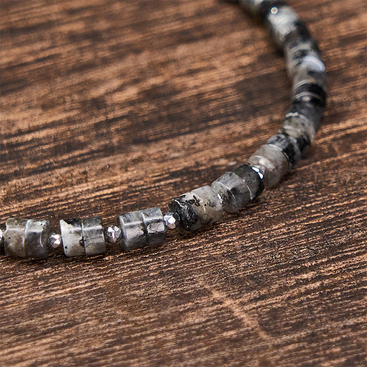 Buddha Stones Bracelet à perles plates apaisantes en améthyste, œil de tigre, quartz rose, jaspe bleu tacheté et obsidienne noire - image 37