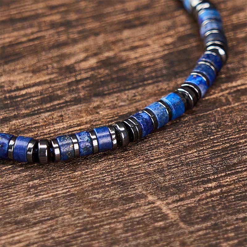 Buddha Stones Bracelet de protection en perles de lapis-lazuli et améthyste naturels givrés - image 2
