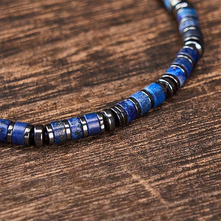 Buddha Stones Bracelet de protection en perles de lapis-lazuli et améthyste naturels givrés - image 2