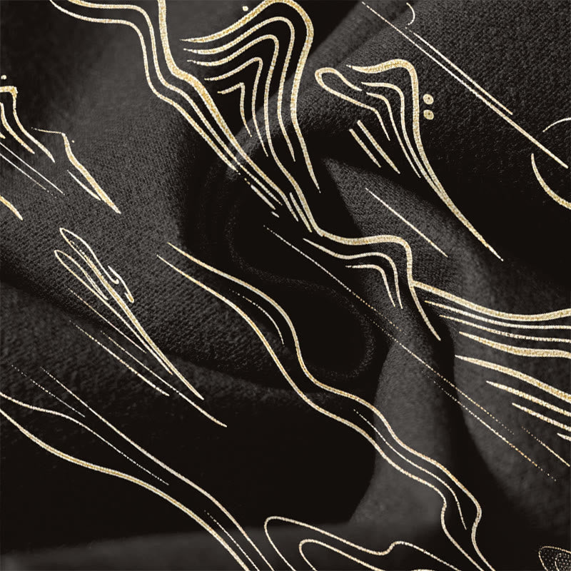 Buddha Stones Pantalon fuselé pour homme en pur coton, motif vagues et nuages, cordon de serrage et poches - image 6