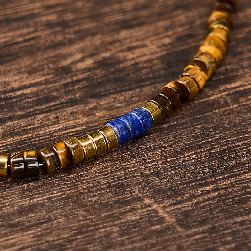 Buddha Stones Bracelet de sagesse carré en perles de lapis-lazuli et œil de tigre - image 4