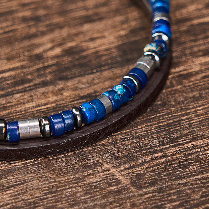Buddha Stones Bracelet en cuir double tour Lapis Lazuli Truth - image 5