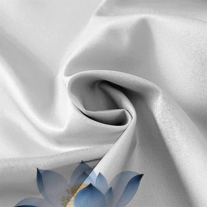 Buddha Stones Chemise à manches courtes pour homme, boutons à motif lotus bleu, infroissable - image 4