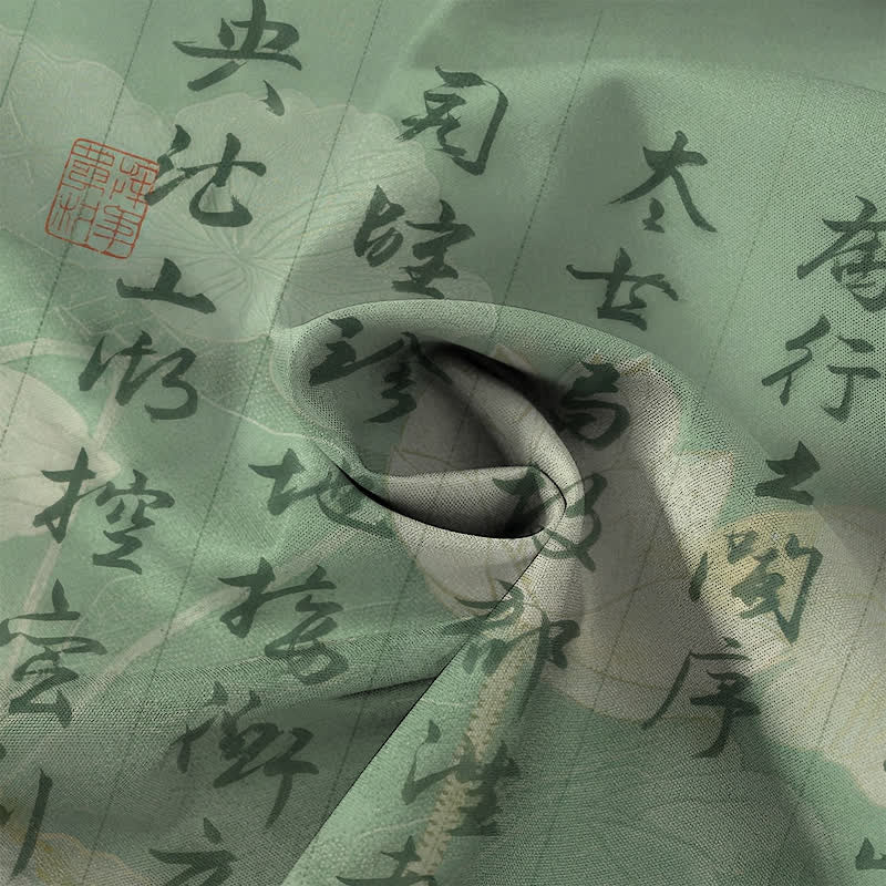 Buddha Stones Chemise à manches courtes respirante pour homme avec boutons à motif de paysage calligraphié chinois - image 4
