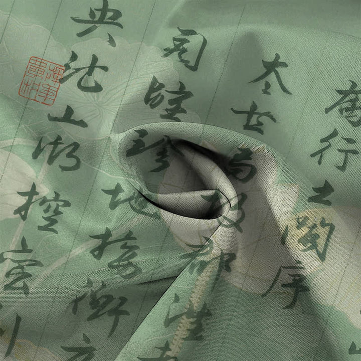 Buddha Stones Chemise à manches courtes respirante pour homme avec boutons à motif de paysage calligraphié chinois - image 4