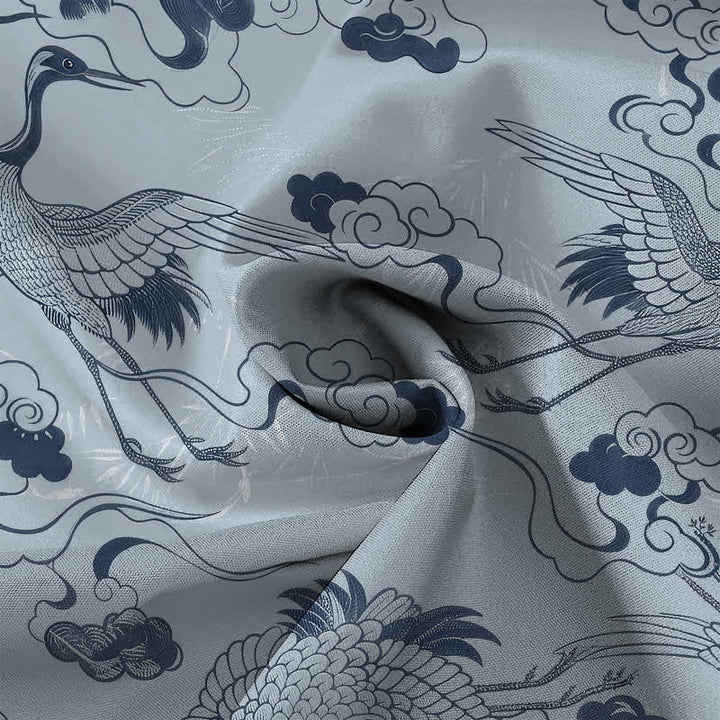 Buddha Stones Chemise à manches courtes respirante pour homme, à boutons et motif de vagues et de grues - image 4