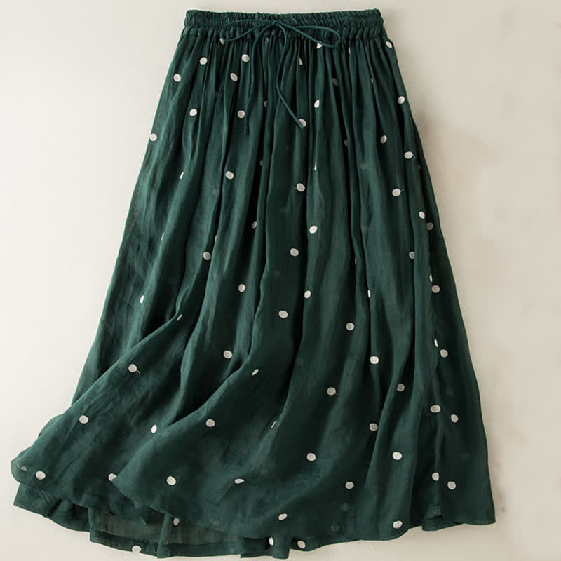 Jupe plissée femme à motif pois vintage artistique Buddha Stones - Vert foncé - US8-10，UK/AU12-14，EU40-42 (2XL) - image 8