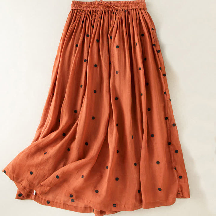 Jupe plissée femme à motif pois vintage artistique Buddha Stones - Chocolat - US8-10，UK/AU12-14，EU40-42 (2XL) - image 29