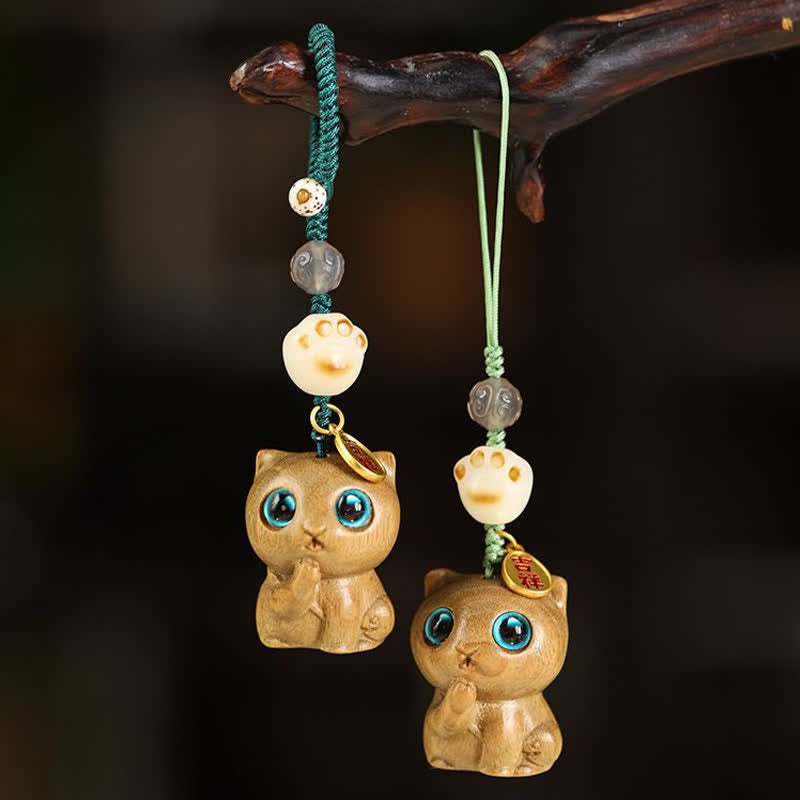 Buddha Stones Porte-clés apaisants en bois de santal vert tissés à la main - image 0