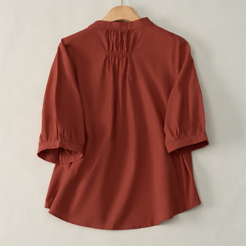 Chemise à manches trois-quarts pour femme avec boutons à lacets et motif de Buddha Stones - image 19