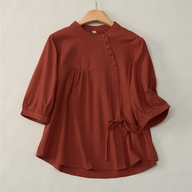 Chemise à manches trois-quarts pour femme avec boutons à lacets et motif de Buddha Stones - Cramoisi - US14，UK/AU18，EU46 (2XL) - image 18