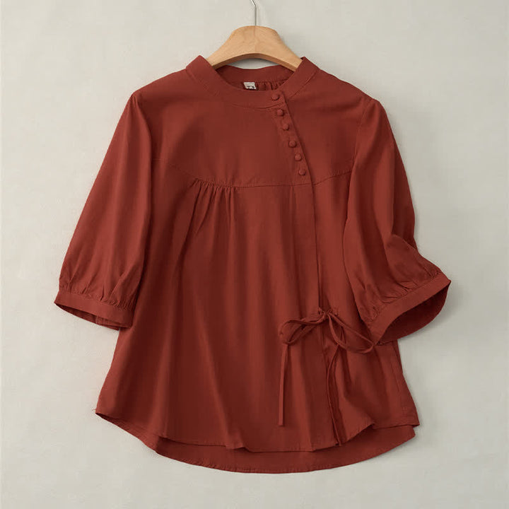 Chemise à manches trois-quarts pour femme avec boutons à lacets et motif de Buddha Stones - Cramoisi - US14，UK/AU18，EU46 (2XL) - image 18