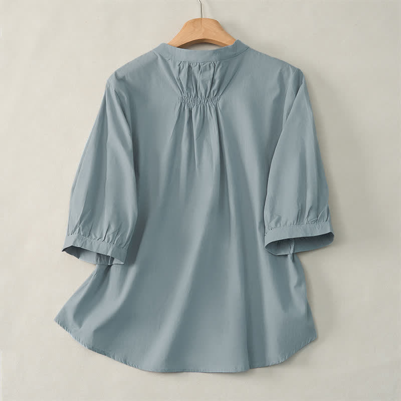 Chemise à manches trois-quarts pour femme avec boutons à lacets et motif de Buddha Stones - image 1