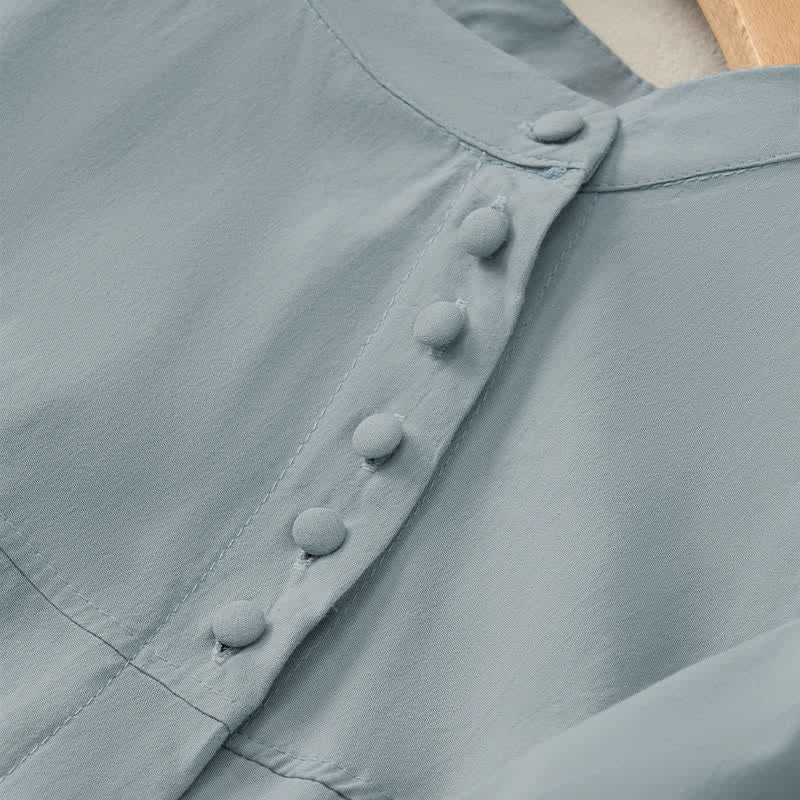 Chemise à manches trois-quarts pour femme avec boutons à lacets et motif de Buddha Stones - image 4
